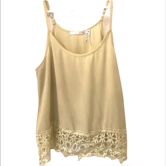 Have - Pastel Yellow Crochet Hemline Adjustable Spaghetti Straps Crop Top Sz: M - Picture 2 of 6